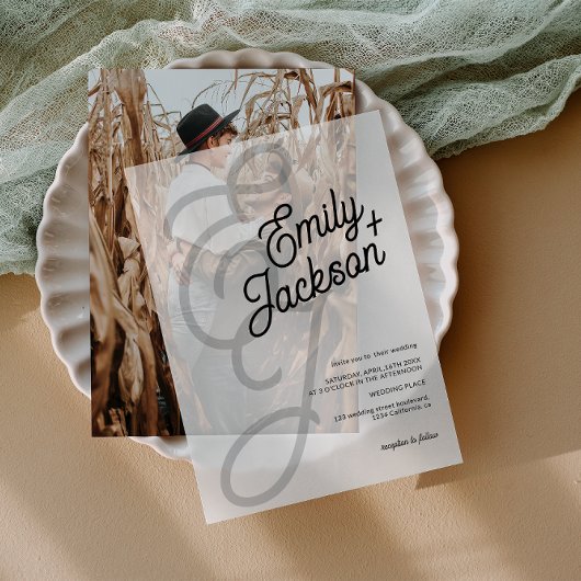 Elegante Ampersand Moderne Hochzeiten Pergament Einladungen