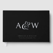 Elegante Ampersand Monogram Silver Black Wedding Gästebuch (Vorderseite)