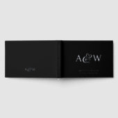 Elegante Ampersand Monogram Silver Black Wedding Gästebuch (Voll)