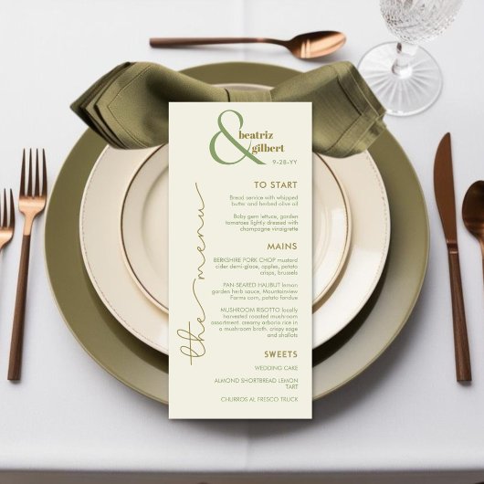 Elegante Ampersand Monogram Wedding Menu Card Menükarte