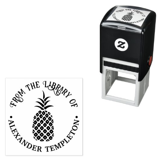 Elegante Ananas #11B "From the library of" Name Permastempel (Beispiel)