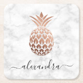 Elegante Ananas aus Kupfer-Rose Rechteckiger Pappuntersetzer (Vorderseite)