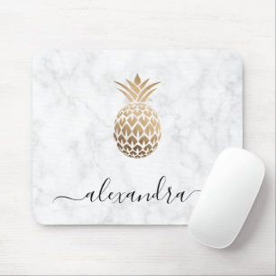 Elegante Ananas aus weißem Kupfergold Mousepad