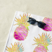 Elegante Ananas in Pinks und Gold Personalisiert Strandtuch (Beispiel)