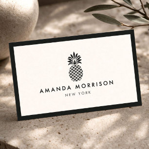 Elegante Ananas Luxuriöse Boutique Black/Ivory Visitenkarte