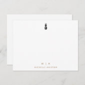 Elegante Ananas Modernes Minimalistisches Monogram Mitteilungskarte (Vorne/Hinten)