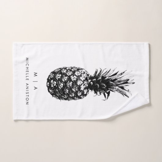 Elegante Ananas | Monogramm Custom Handtuch (Handtuch)