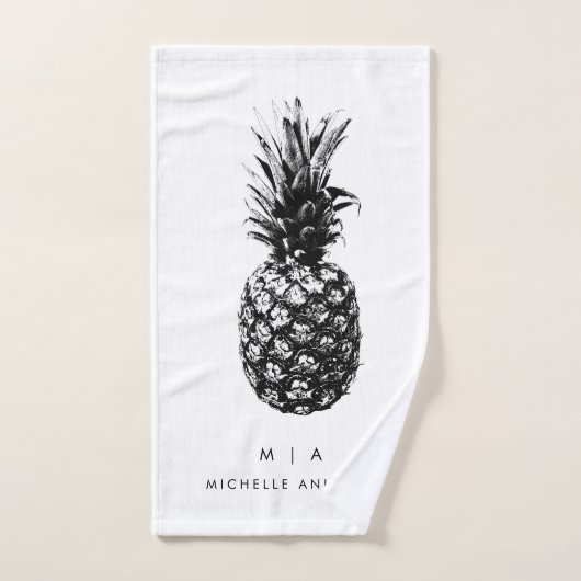 Elegante Ananas | Monogramm Custom Handtuch (Handtuch)