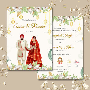 Elegante Anand Karaj-Einladungskarte Einladung