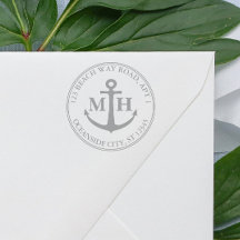 Elegante Anchor Nautical Monogram Rücksendeadresse