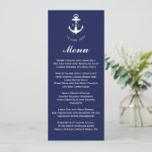 Elegante Anchor Nautical Wedding Initials Menükarte (Stehend Vorderseite)