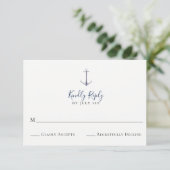 Elegante Anchor Navy Blue Wedding RSVP Card Karte (Stehend Vorderseite)