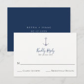 Elegante Anchor Navy Blue Wedding RSVP Card Karte (Vorne/Hinten)