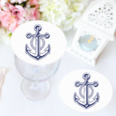Elegante Anchor Sailor Navy Blue Nautical Wedding Runder Pappuntersetzer