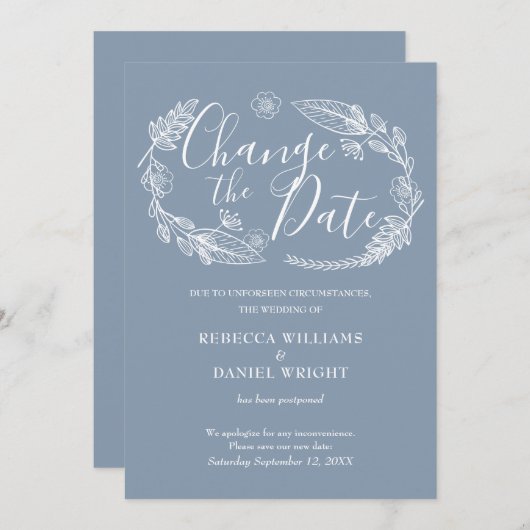 Elegante ändern das Datum, an dem die Floral versc Einladung (Vorne/Hinten)