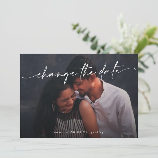 Elegante Ändern des Date Multi Foto QR CODE Save The Date (Stehend Vorderseite)