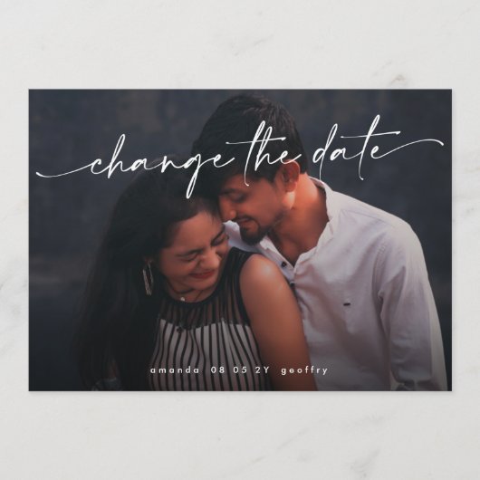 Elegante Ändern des Date Multi Foto QR CODE Save The Date (Vorderseite)