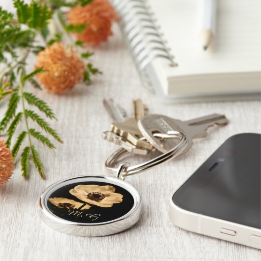 Elegante Anemone Blume Initials Schlüsselanhänger (Seite)