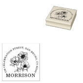 Elegante Anemone Blume Name Runde Rücksendeadresse Gummistempel (Stempel)