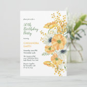 Elegante Anemone Blumen Orange & White Geburtstag Einladung (Stehend Vorderseite)