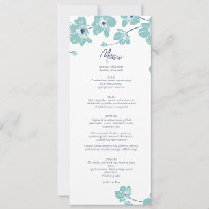 Elegante Anemone Blumige Hochzeits-Menükarte Einladung