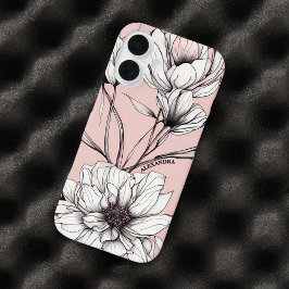 Elegante Anemone Floral Individuelle Name iPhone 16 Hülle