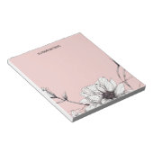Elegante Anemone Floral Individuelle Name Notizblock (angewinkelt)