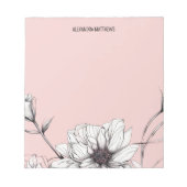 Elegante Anemone Floral Individuelle Name Notizblock (Vorderseite)