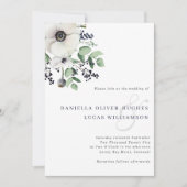 Elegante Anemone & Navy Winter Berries Hochzeit Einladung (Vorderseite)
