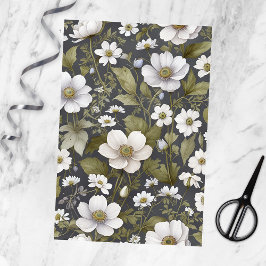 Elegante Anemonen aus dem Weißen Garten auf Mute G Seidenpapier