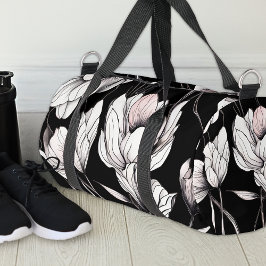 Elegante Anemonen-Blüte Schwarz Duffle Bag