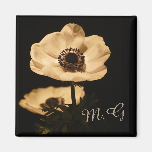 Elegante Anemonenblumen Initialen Magnet (Vorne)