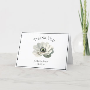 Elegante Anenome Blume Hochzeit Schwarz & Weiß Dankeskarte