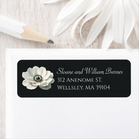 Elegante Anenome Blume Schwarz & Weiß (Insitu)