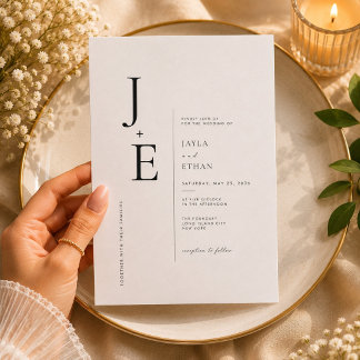 Elegante Anfangsbuchstaben-Monogramm-Hochzeit Einladung