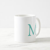 Elegante Anfangsmonogramm Aquamarin Weißes Weiß Mo Kaffeetasse (VorderseiteRechts)