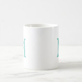 Elegante Anfangsmonogramm Aquamarin Weißes Weiß Mo Kaffeetasse (Mittel)