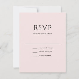 Elegante Anfangsskriptmonogramm Blush Pink Hochzei RSVP Karte
