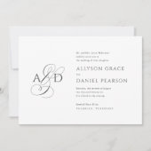 Elegante Anfangsskriptmonogramm Classic Wedding Einladung (Vorderseite)