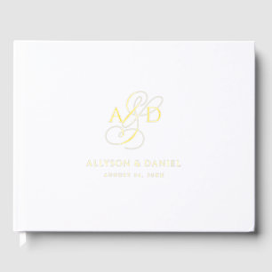 Elegante Anfangsskriptmonogramm Classic Wedding Gästebuch