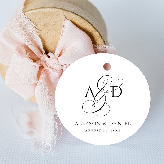 Elegante Anfangsskriptmonogramm Classic Wedding Geschenkanhänger