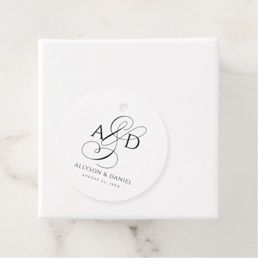 Elegante Anfangsskriptmonogramm Classic Wedding Geschenkanhänger (Beispiel)