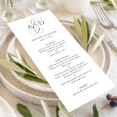 Elegante Anfangsskriptmonogramm Classic Wedding Menükarte