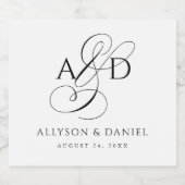 Elegante Anfangsskriptmonogramm Classic Wedding Schaumweinetikett (Einzelnes Label)
