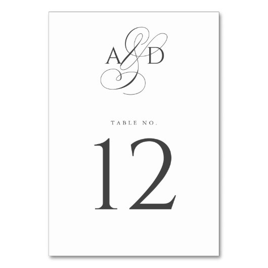 Elegante Anfangsskriptmonogramm Classic Wedding Tischnummer (Rückseite)