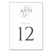 Elegante Anfangsskriptmonogramm Classic Wedding Tischnummer (Vorderseite)