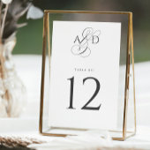 Elegante Anfangsskriptmonogramm Classic Wedding Tischnummer
