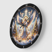 Elegante Angelgerichte mit Weihnachtsbäumen Große Wanduhr (Winkel)