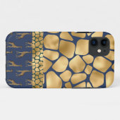 Elegante Animal Print Giraffe Gold Blue Glam Case-Mate iPhone Hülle (Rückseite (Horizontal))
