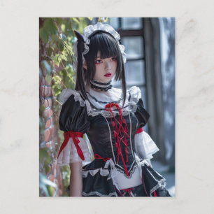 Elegante Anime-Meerjungfrau mit Katzenohren Postkarte